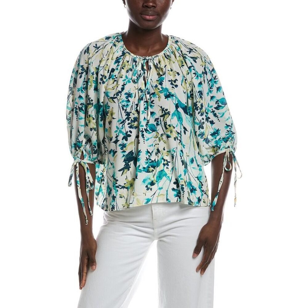 Renee C Womens Bubble Crepe Top, Green
